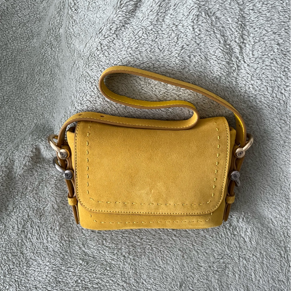 Bill Blass Yellow Nugget Suede Shoulder Bag